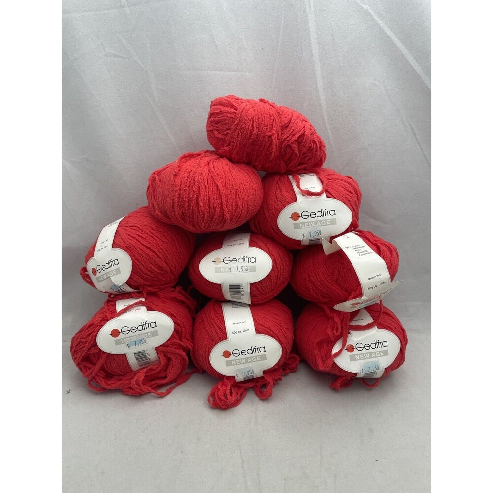 Lot Of 8 Gedifra Yarn New Age Red 2141 Made in Italy Polyamid Nylon New Skeins